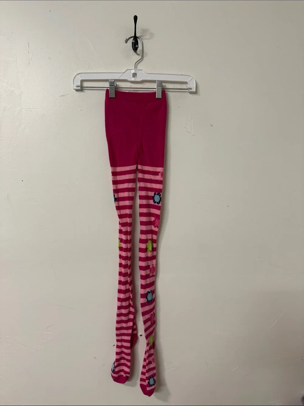 Gymboree Hot Pink Striped Floral Tights